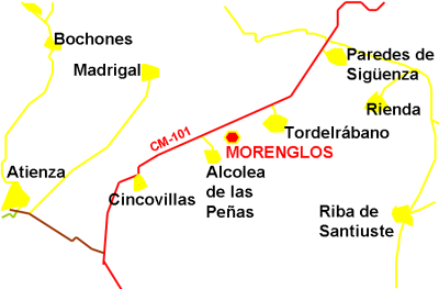 Situación del despoblado entre Tordelrrábano y Morenglos